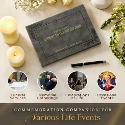 Personalized Funeral Guest Book - Charcoal