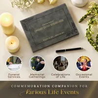Personalized Funeral Guest Book - Charcoal