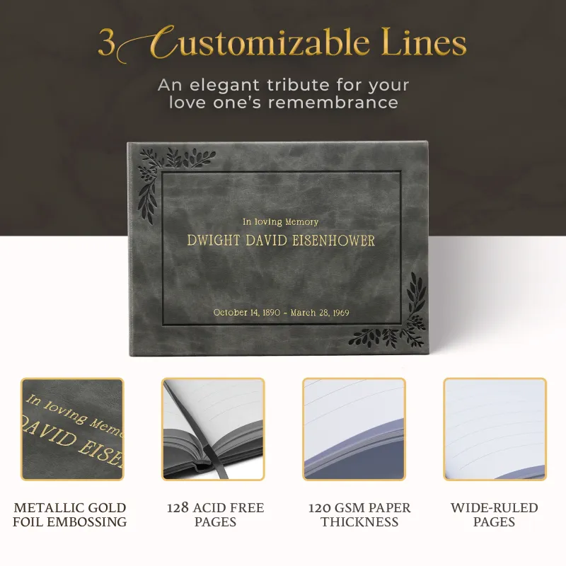 Personalized Funeral Guest Book - Charcoal
