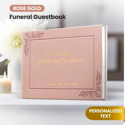 Personalized Funeral Guest Book - Rose Gold