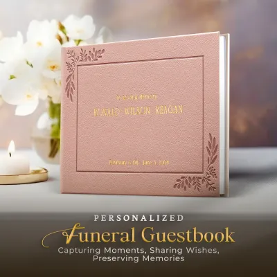 Personalized Funeral Guest Book - Rose Gold