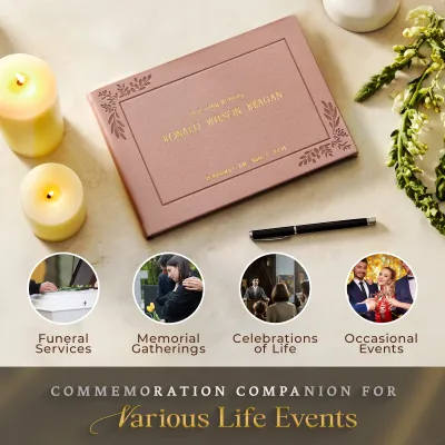 Personalized Funeral Guest Book - Rose Gold