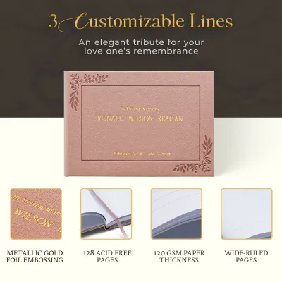 Personalized Funeral Guest Book - Rose Gold