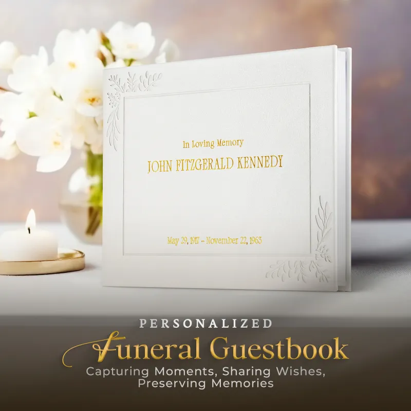 Personalized Funeral Guest Book - White