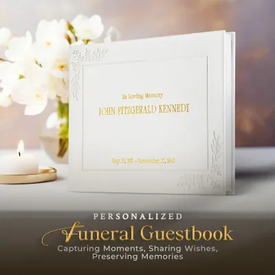 Personalized Funeral Guest Book - White