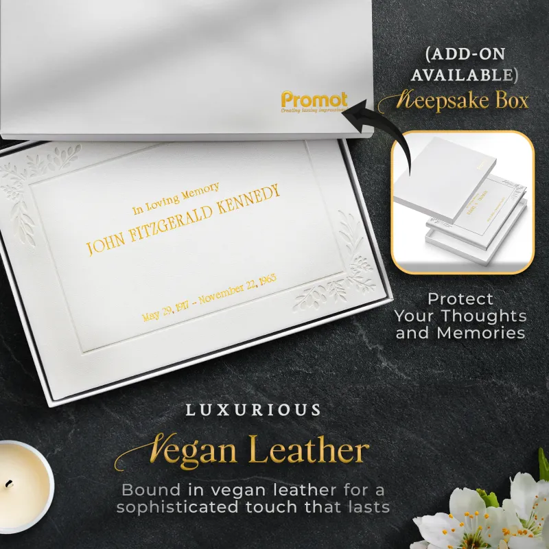 Personalized Funeral Guest Book - White