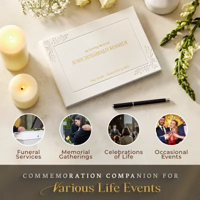 Personalized Funeral Guest Book - White