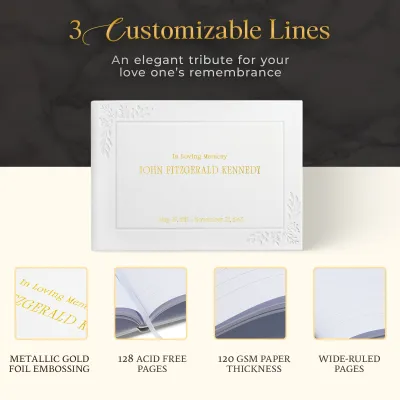 Personalized Funeral Guest Book - White