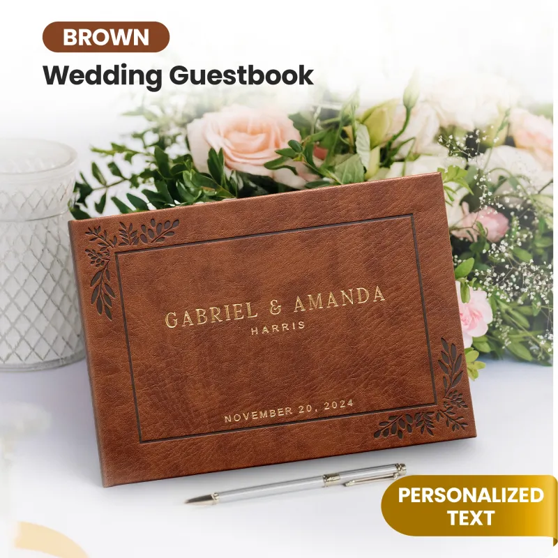 Custom Wedding Guestbook - Brown