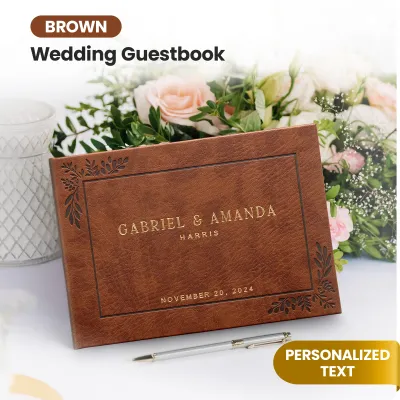 Custom Wedding Guestbook - Brown