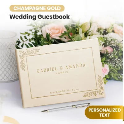 Custom Wedding Guest Book - Gold