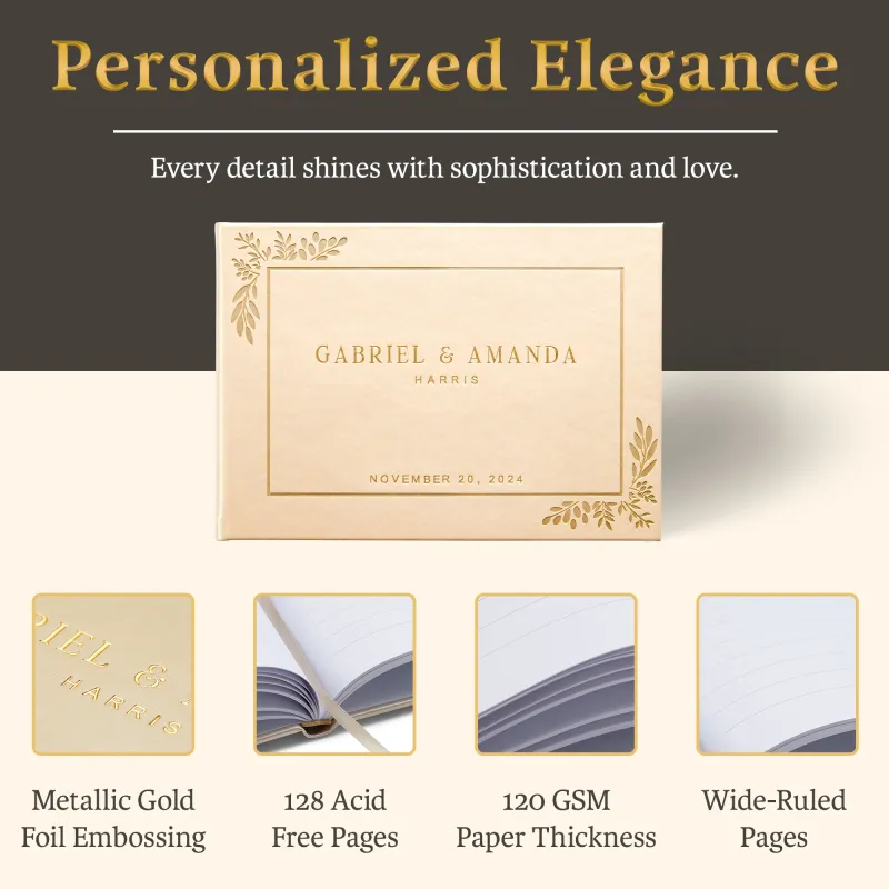 Custom Wedding Guest Book - Gold