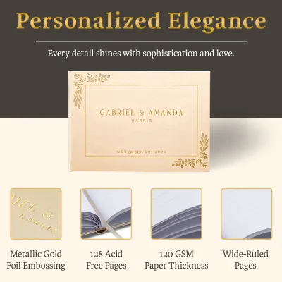 Custom Wedding Guest Book - Gold