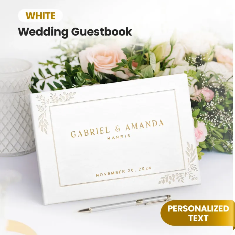 Custom Wedding Guest Book - White