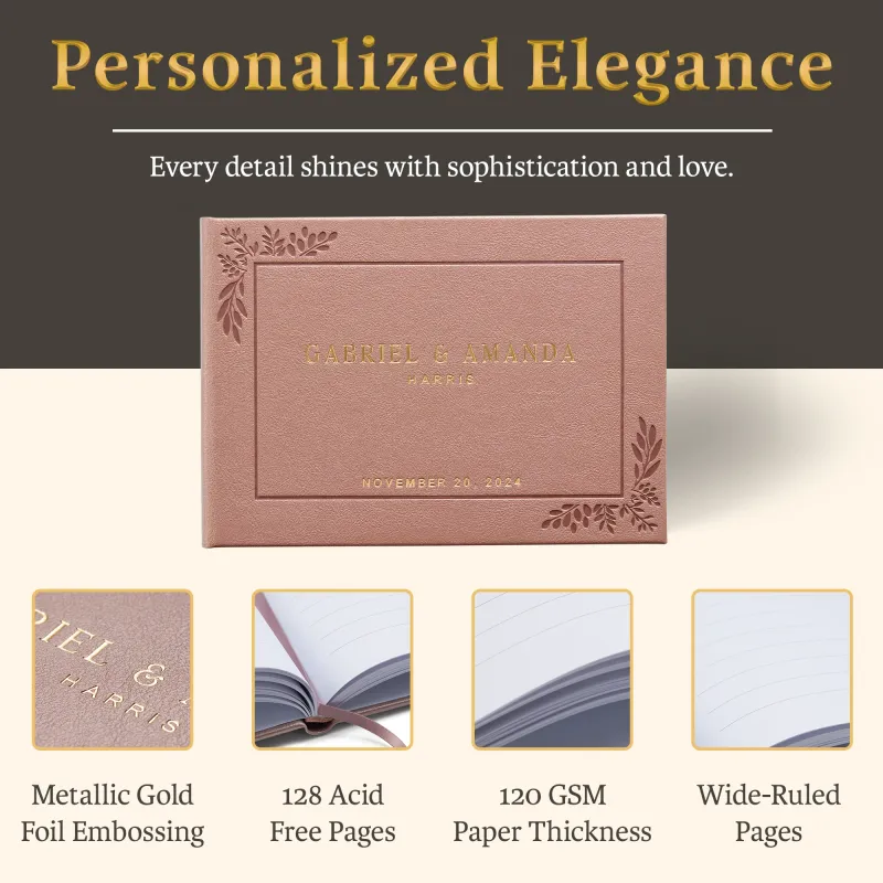 Custom Wedding Guest Book - Rose Gold