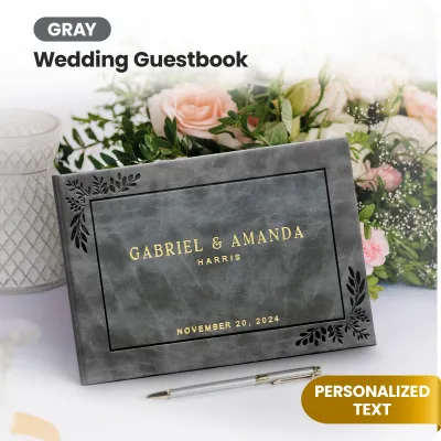 Custom Wedding Guest Book - Charcoal