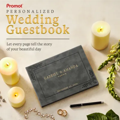 Custom Wedding Guest Book - Charcoal