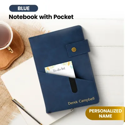 Custom Notebook with Pocket - Blue