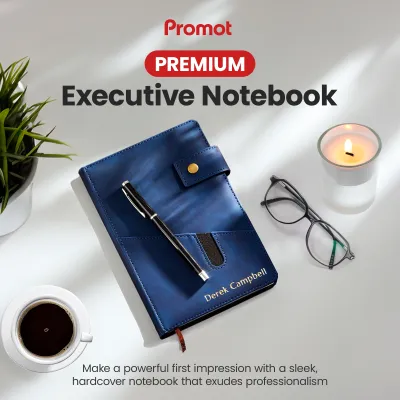 Custom Notebook with Pocket - Blue