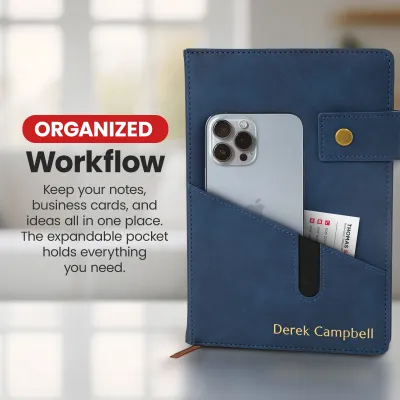 Custom Notebook with Pocket - Blue