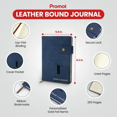 Custom Notebook with Pocket - Blue