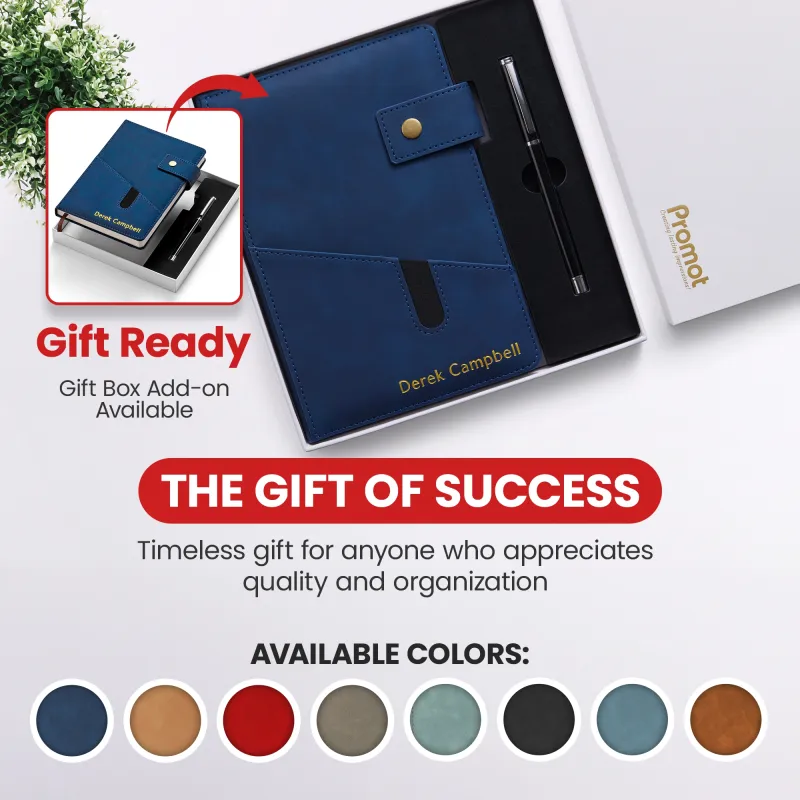 Custom Notebook with Pocket - Blue