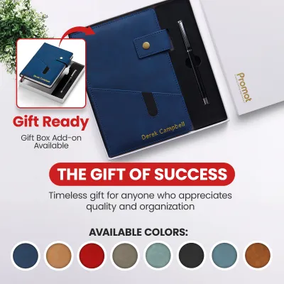 Custom Notebook with Pocket - Blue