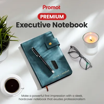 Custom Notebook with Pocket - Storm Blue
