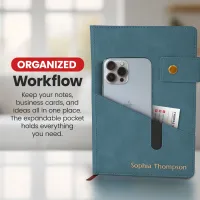 Custom Notebook with Pocket - Storm Blue