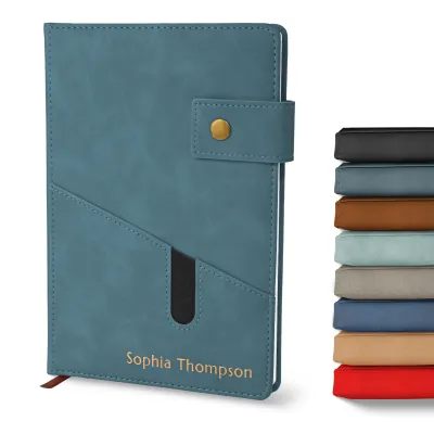Custom Notebook with Pocket - Storm Blue