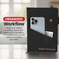 Custom Notebook with Pocket - Black