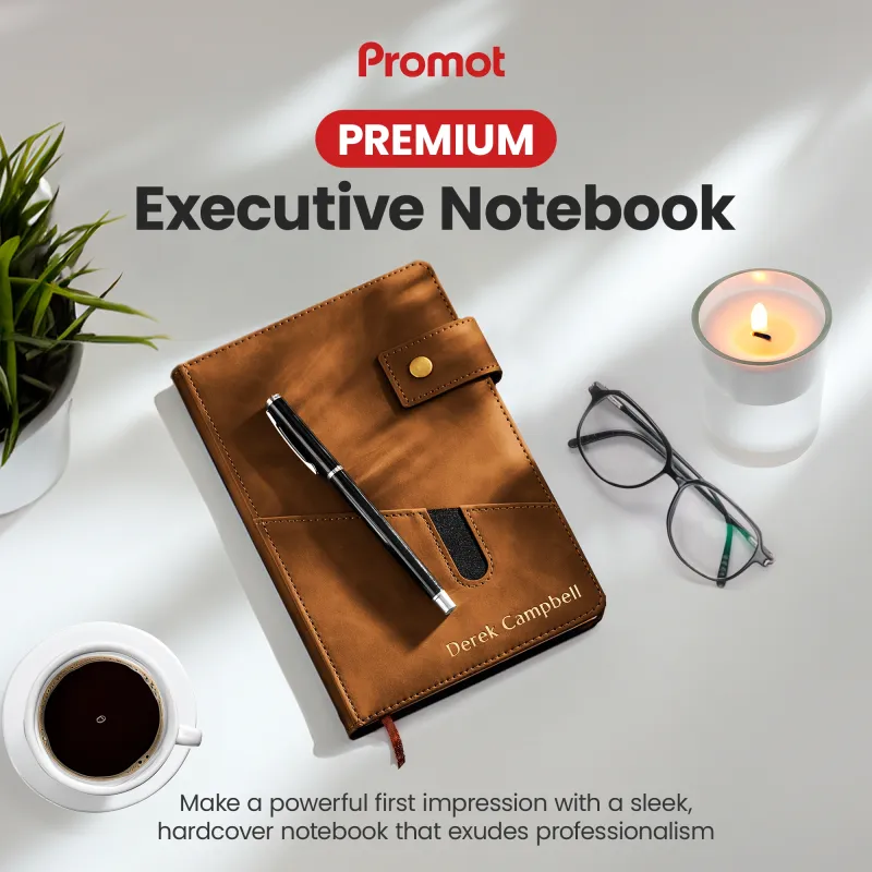 Custom Notebook with Pocket - Brown