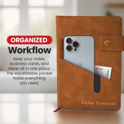 Custom Notebook with Pocket - Brown