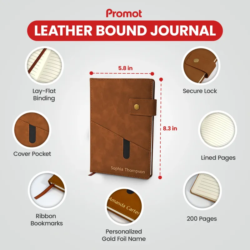 Custom Notebook with Pocket - Brown