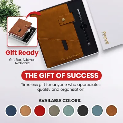 Custom Notebook with Pocket - Brown