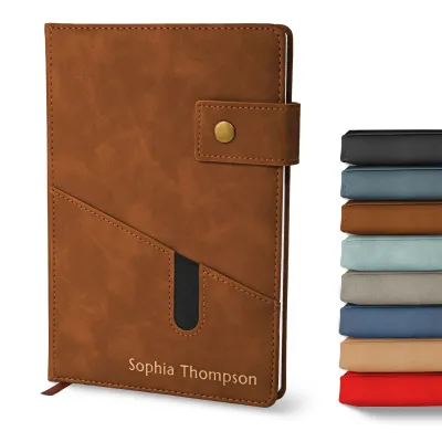 Custom Notebook with Pocket - Brown