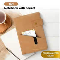 Custom Notebook with Pocket - Tan