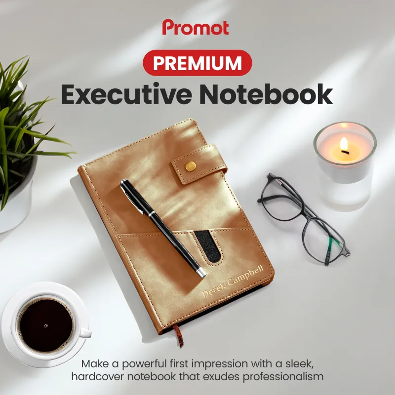 Custom Notebook with Pocket - Tan
