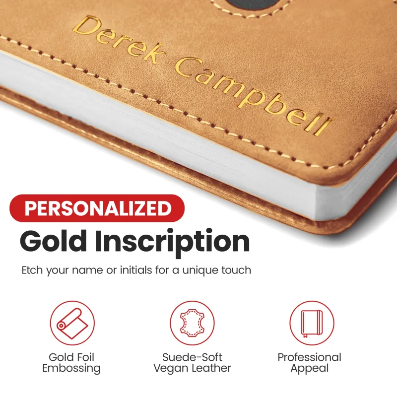 Custom Notebook with Pocket - Tan