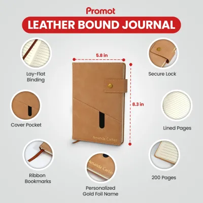 Custom Notebook with Pocket - Tan