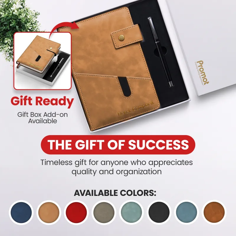 Custom Notebook with Pocket - Tan