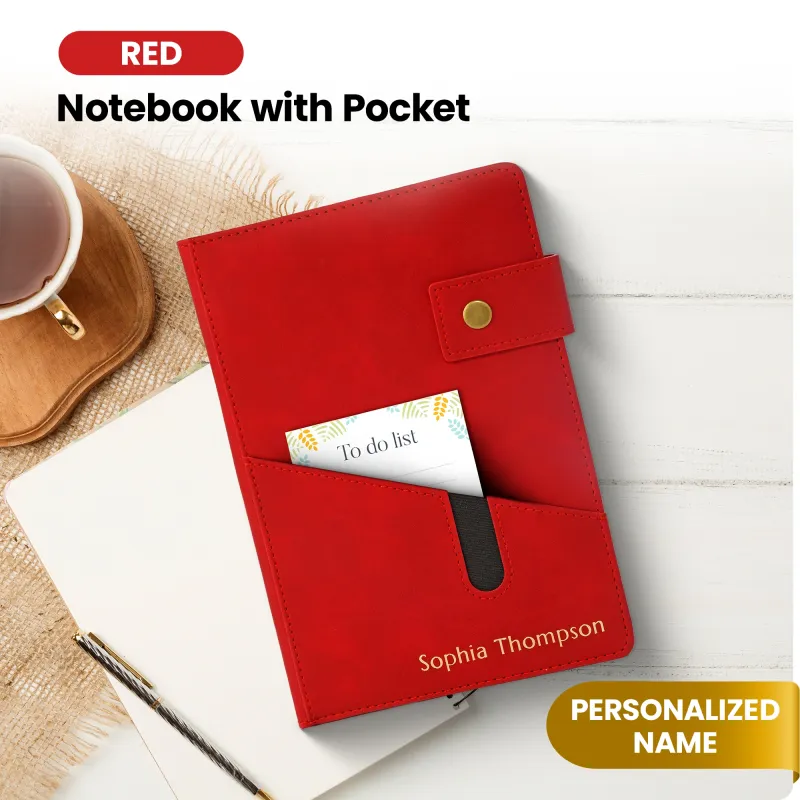 Custom Notebook with Pocket - Red