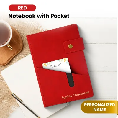 Custom Notebook with Pocket - Red