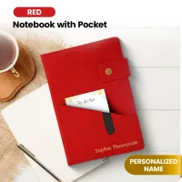 Custom Notebook with Pocket - Red