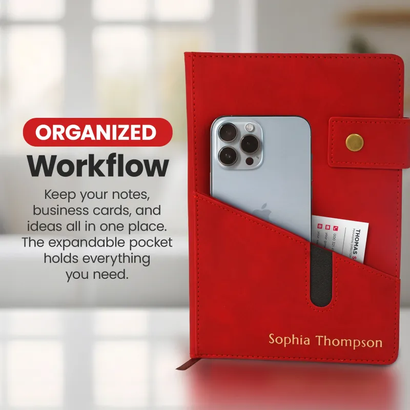 Custom Notebook with Pocket - Red