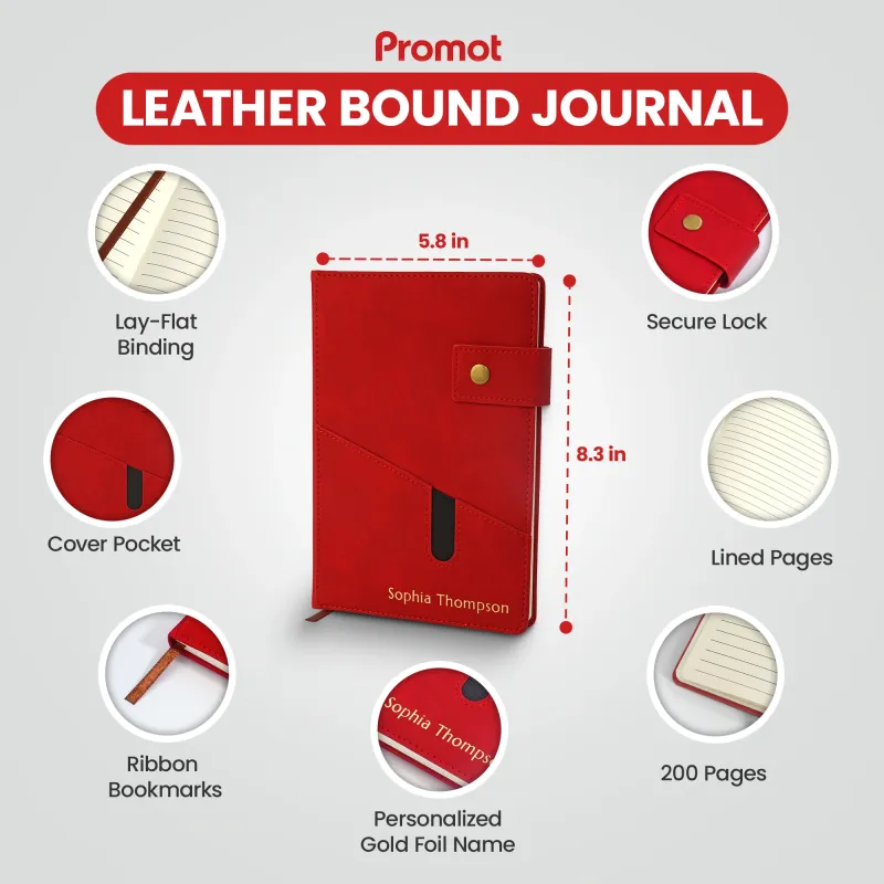 Custom Notebook with Pocket - Red