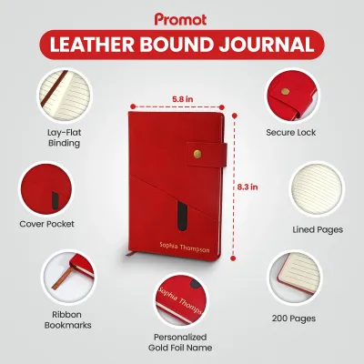 Custom Notebook with Pocket - Red