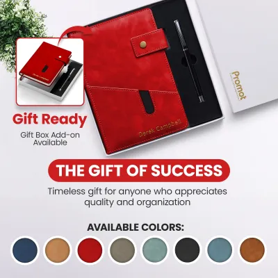 Custom Notebook with Pocket - Red