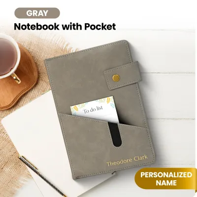 Custom Notebook with Pocket - Grey