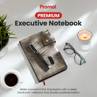 Custom Notebook with Pocket - Grey